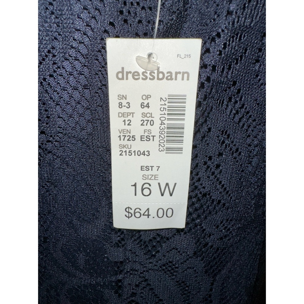 NWT Dressbarn Women's Navy Blue Floral Lace Sleeveless Fit and Flare Midi Dress - Picture 7 of 10